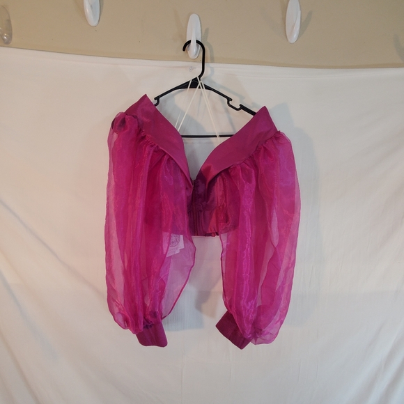 KIMBERLY GOLDSON  Liyah Puff Sleeve Crop Top  Women's XS Pink Intermix New Tags. - Picture 3 of 6